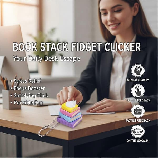 3D-printet bok-fingertuppspinner - Lilla og oransje skrivebordsdekorasjon nøkkelring A