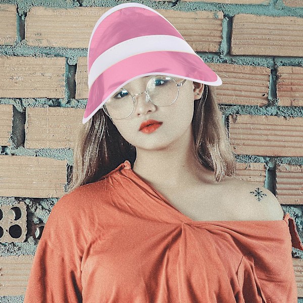 Solskydd Visor Hat Färgad Solhatt Dekorativ Utomhushatt Bred Brätte Solskydd Visor Hat Plast Solhatt（Rosa）