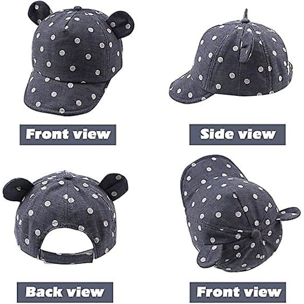 Dww-Marin-Polka Bomull Bb Cap 12 24 Månader för Flicka Pojke Barn Solhatt Justerbar Kepsvår t Höst