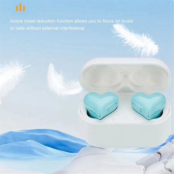 Kjærlighet Bluetooth-headset Vanntett Enkel Paring Kontinuerlig Bærbar In-Ear Støydempende Hjerte-headset, Lilla（Lilla）