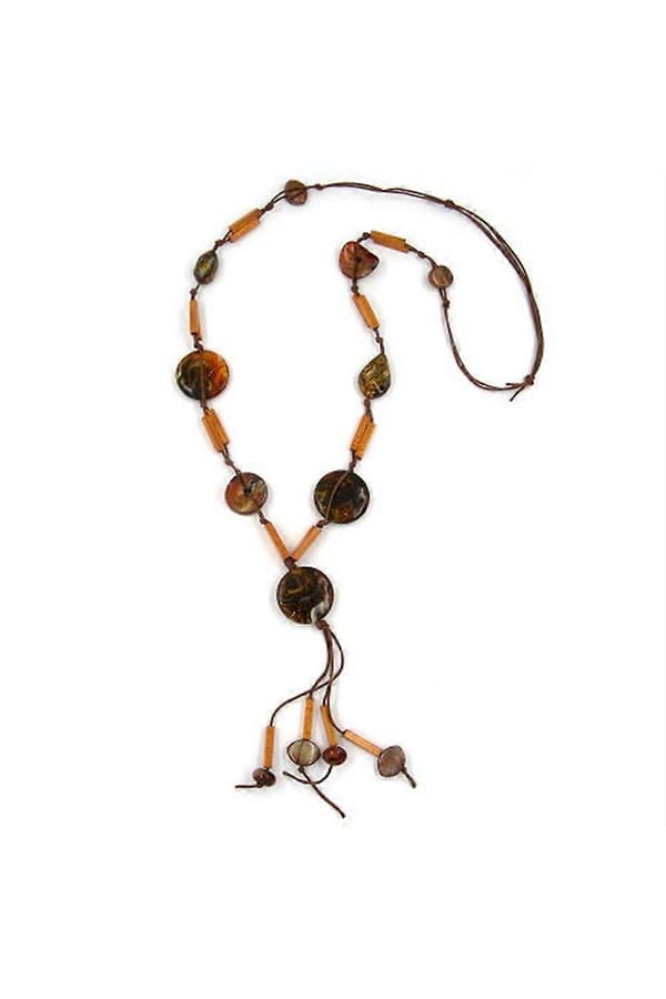 Halsband Skiva Brun-marmorerad Ockra 90cm - Gl02441