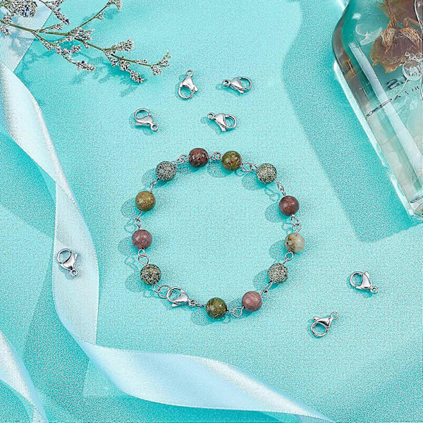100 st Hummerklämmor Klass A 304 Rostfritt Stål Smycken Hummerklämma Fäste Krokar för Halsband Armband Smyckestillverkning 13x8mm Produkt