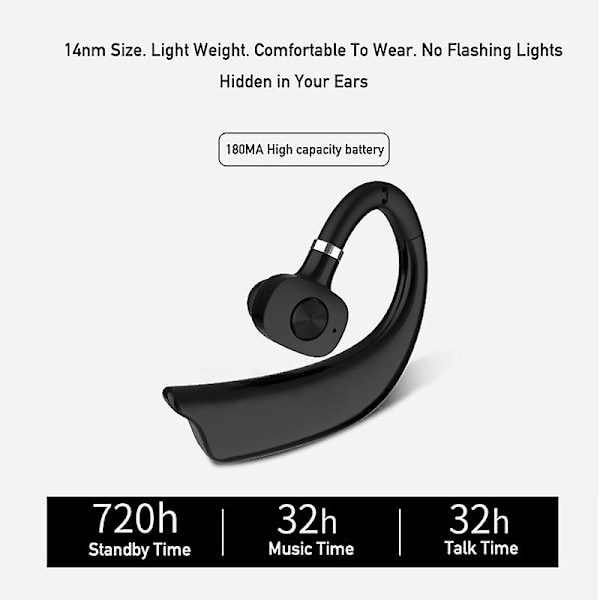 Lång standby-affärsörhänge trådlösa Bluetooth5.0-hörlurar Vattentäta sport Bluetooth-headset med mikrofon för Ios Android Windows Smartphon