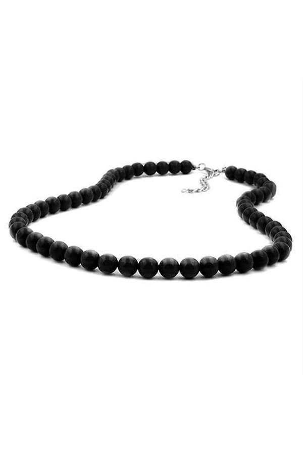 Halsband Pärlor 8mm Svart Silver 80cm - Gl01486-80