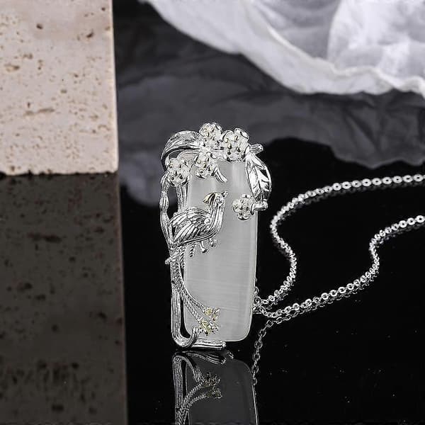 Phoenix & Tree Opal Hänge Halsband Kvinnor Smycken Present