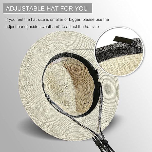 Dame Bredskygget Halm Panama Roll Up Hat Strand Solhat Upf50+（01-khaki）