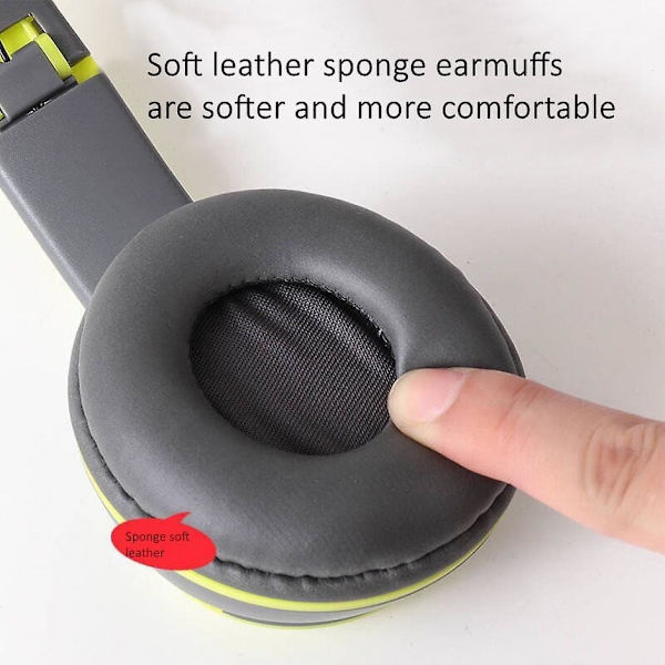 Gule trådløse hovedtelefoner, foldbar stereobas, Bluetooth-hovedtelefoner, headset til børn, gaver, med mikrofon, Bluetooth 5.0-adapter, videospil