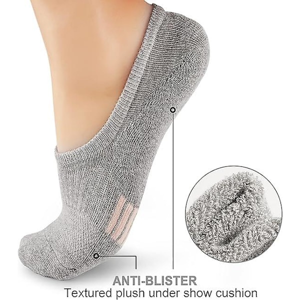 Damstrumpor No Show Athletic Ankle Socks Cushioned Running Low Cut 5 Par/Färg: Grå/Storlek:5-8