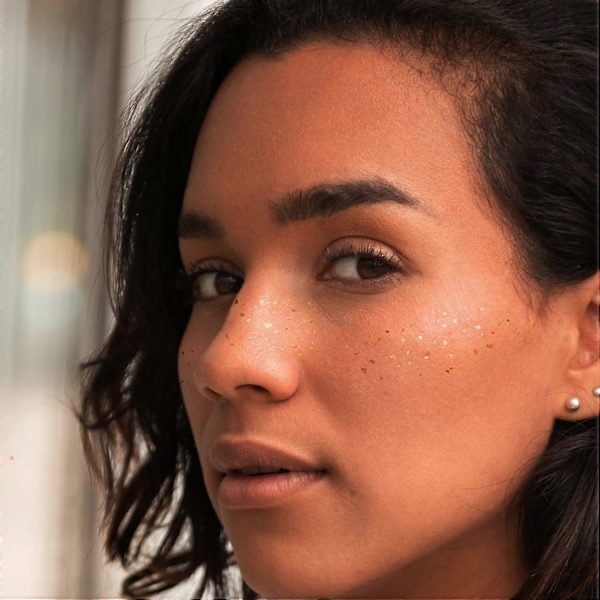 Ansikts Tatuering Dekal Metallic Glansig Tillfällig Vattenöverföring Tatuering för Professionell Makeup Dansare Kostymfester, Shower Guld Glitter