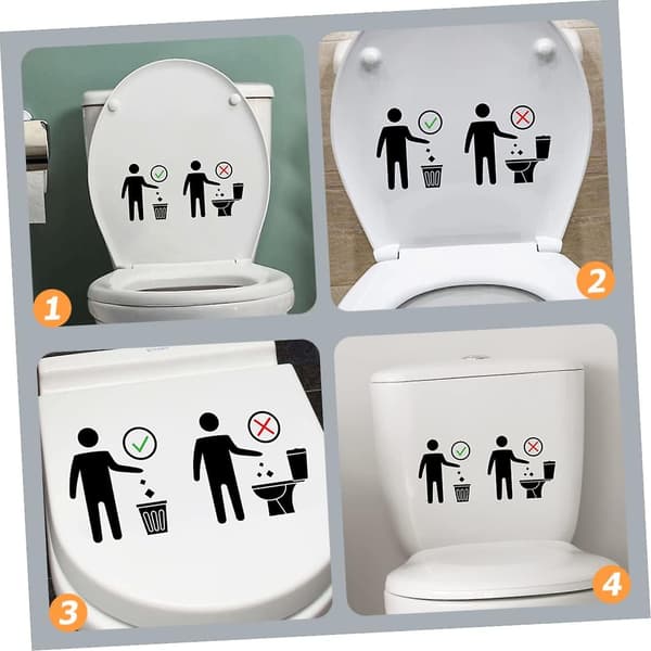2 arkkia varoitustarraa WC-seinätarroja WC-kannen tarroja WC-istuimen tarroja