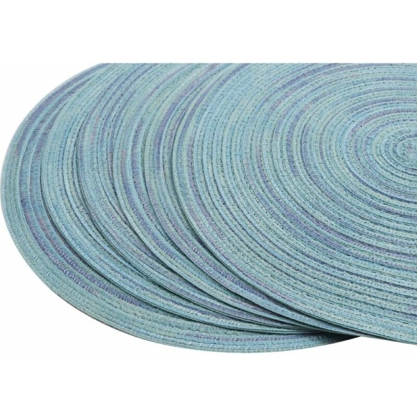 Set med 6 tvättbara halkfria, värmebeständiga runda bordstabletter vävda bordstabletter (färgglada blå) - DKSFJKL