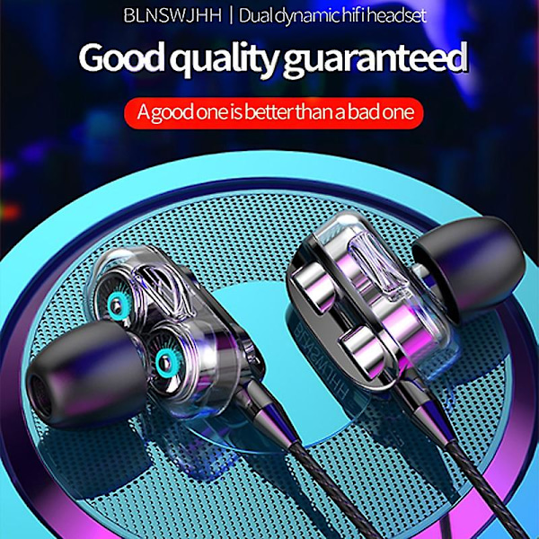 A4 In-ear-hörlurar 3,5 mm plugg Ergonomiska trådbundna hörlurar med mikrofon Öronproppar Musik Sportheadset