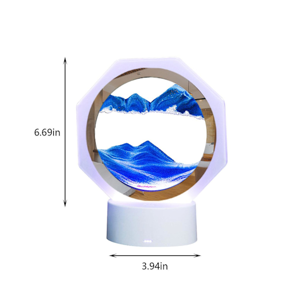 3D Flytande Sandkonst, 6,69 tum 360 roterande timglasdekoration