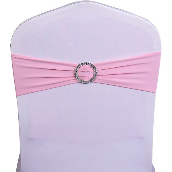 Spänne Elastiskt Slip-On Stol Pannband för bröllop, Stolbåge Lycra, Polyester och Spandex. , rosa, 10 stycken