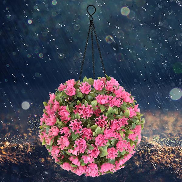 Trädgård LED Hängande Utomhus Bröllopsdekoration Solcellsdriven Blomsterhalmbollskrona