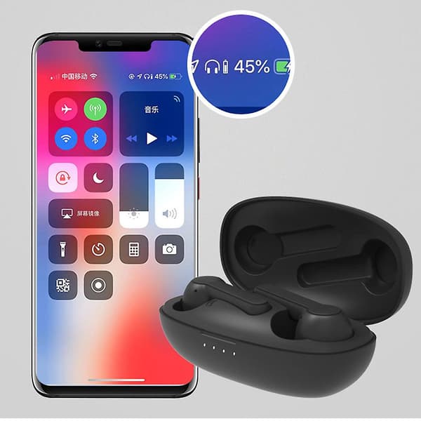 Bluetooth 5.0 True Wireless Earbuds med opladningsetui - sort