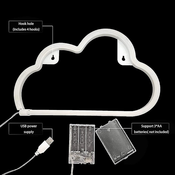 Neon Cloud Light Led Neon Lights For Bedroom Usb/battery Powered Cloud Light Led