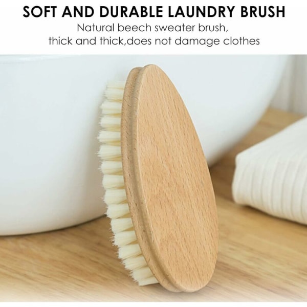 Träklädesborste med mjuk fiberull, hållbar skurhandborste Hushållsrengöringsverktyg för att tvätta kläder Skor Golv