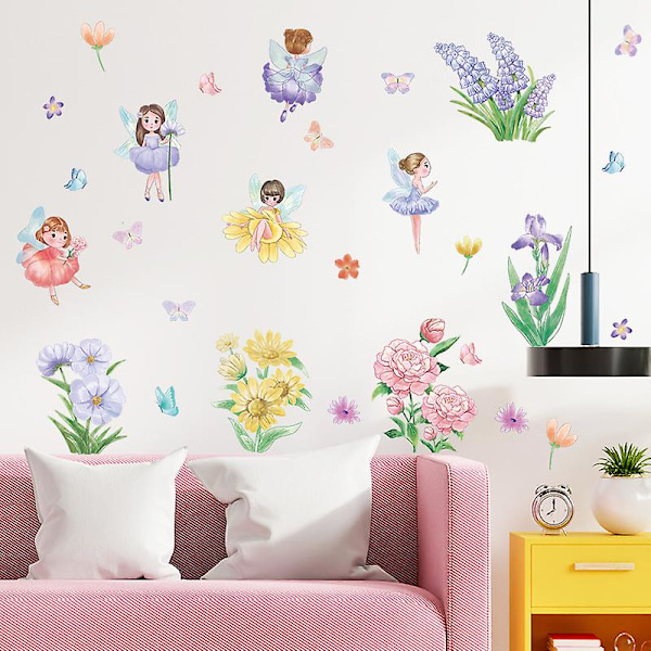 Decorative Wall Sticker Flowers Fairies Butterflies Home Decoration Wall Sticker for Living Room Bedroom Kitchen