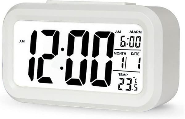 Digital väckarklocka LED-display med temperatur, stor LCD-sifferdisplay, större LCD-bakgrundsbelysning
