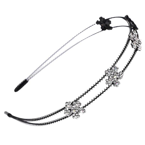 Mote Brude Rhinestone Krystall Hodebånd Blomst Dobbelt Lag Metall Hodebånd Hodeplagg Hår Tilbehør