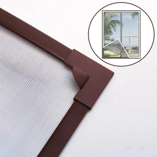 Insektsnät i glasfibertyg med lättmonterad magnetram brun 100x100 cm