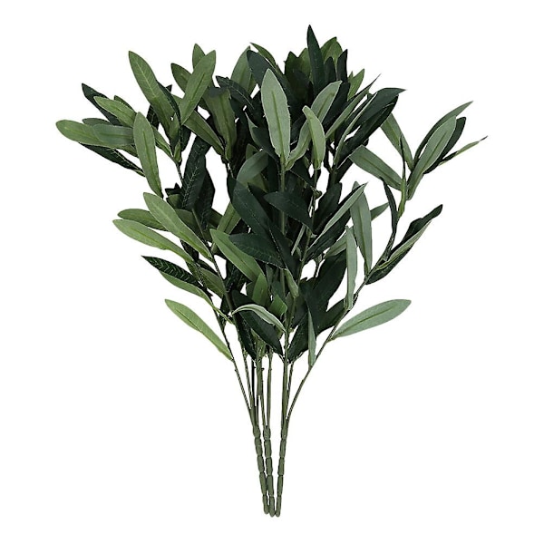 3 stk. Kunstige planter Simulerede grønt dekorationer Plast olivenblade planter（42X39CM，Grøn）