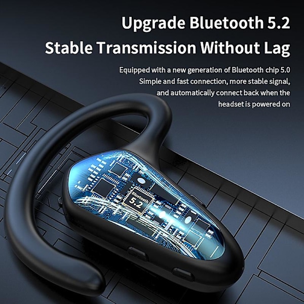 Bluetooth-headset, luftledningsheadset, smärtfritt bärande, digital display, öronmonterat, enkelörat, 5.2 Bluetooth-headset, headset A