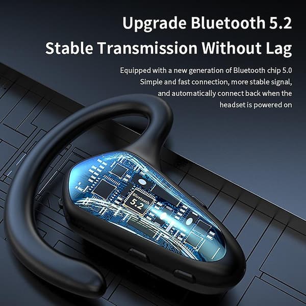 Bluetooth-headset, luftledningsheadset, smertefri brug, digitalt display, øremonteret, enkeltøret, 5.2 Bluetooth-headset, headset A
