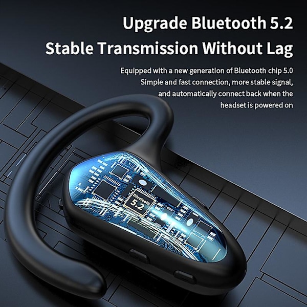 Bluetooth-headset, luftledningsheadset, smertefri brug, digitalt display, øremonteret, single-ear, 5.2 Bluetooth-headset, headset