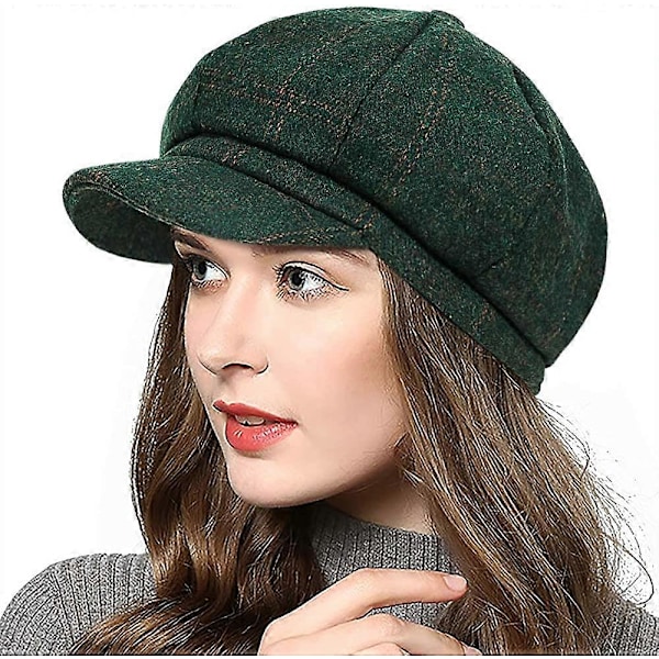 Kvinnors Newsboy-Hattar Höst Ull Cabbie Beret Tweed Flickors Papperspojkehatt