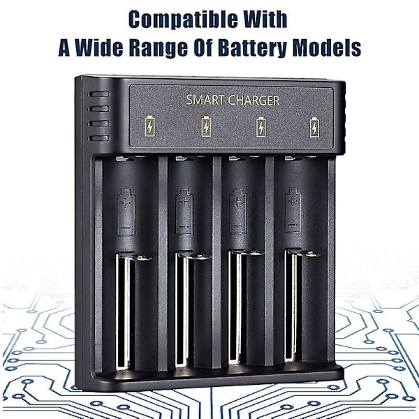 Batteriladdare, 18650 batteriladdare, smart USB Li-ion 18650 batteriladdare, 18650 batteriladdare pris, högkapacitetsladdare, 4-slitsladdare, li-ion 1