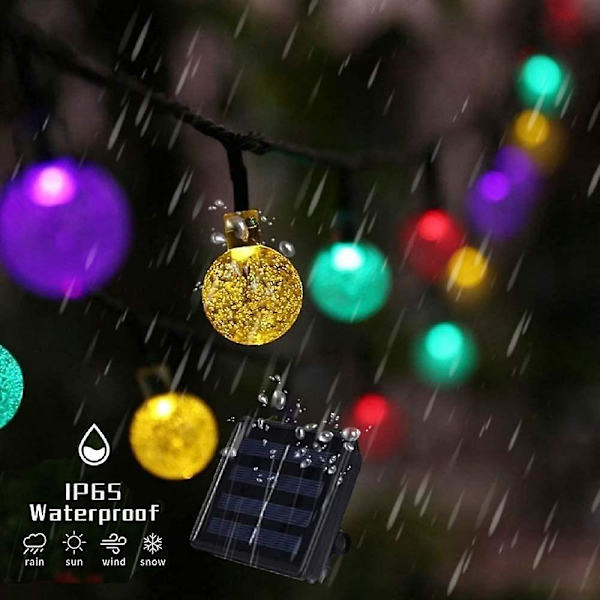 Solcellslingor, ljusslingor 50 LED-kristallkulor IP65 vattentäta, 8 lägen dekorativa