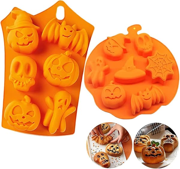 Silikonform för pumpa, Halloween, jul, spöke, pumpa, muffinsform, måne, godis, kakform, iskubform