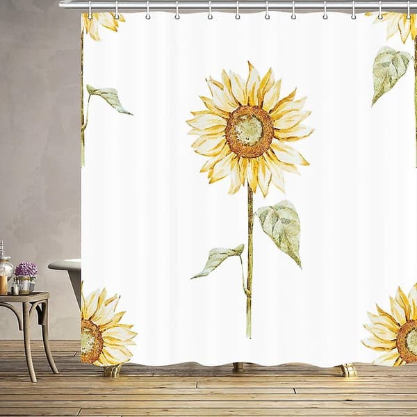 Solrosar Dekorativ Duschdraperi Höst Akvarell Gula Blommor