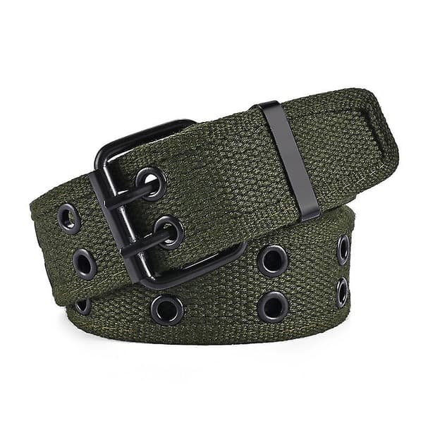 Dww-Herr Militär Bälte Canvas Tyg Dubbel Metall Spänne Rem, 120cm Längd