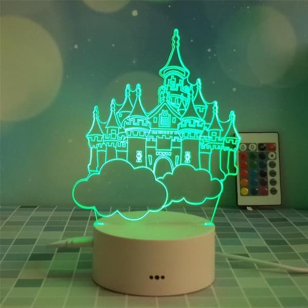 3D nattlampa sänglampa touch switch（33，Som bilden）