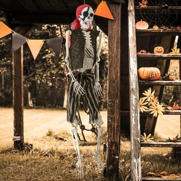 FLASIDU Ledat Människoskelett för Halloweenfestdekoration 165 cm