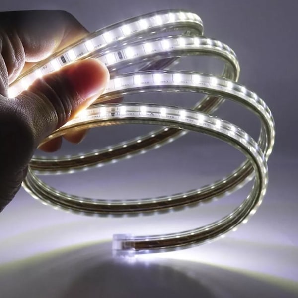 2024 LED-strips 5 meter lang 20W Fleksibilitet Kuttbar Vanntett LED-stripe Ambient Light Stripe EU-plugg 220V Hvitt lys