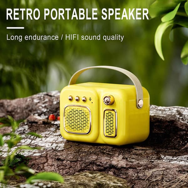 Kreativ retro trådløs Bluetooth-høyttaler (gul)