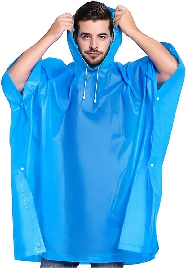 2-pack regnponcho för dam och herr med dragsko huva för vuxna
