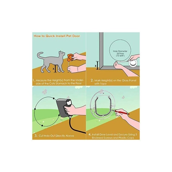 Pet Kattlucka liten dörr för hundar och katter med 4 låsalternativ Rund Vit och transparent, att skicka slumpmässigt – DKSFJKL