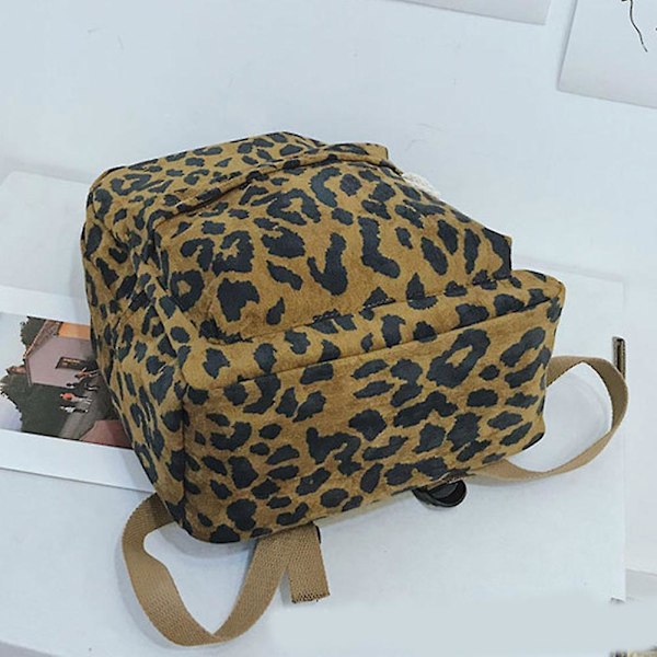 Kvinnor Flickor Ryggsäck Leopard Print Stor Kapacitet Dragkedja Mode för Skola Resor