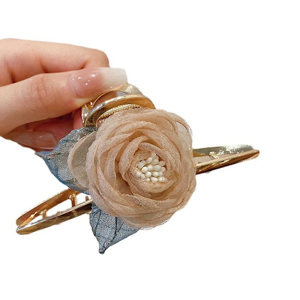 2-pack metallspännen för kvinnor, stora hårklämmor, blomma klo klämma, guld håraccessoarer, hårklämmor för kvinnor tjockt hår (Mesh Rose), WZ-1480R
