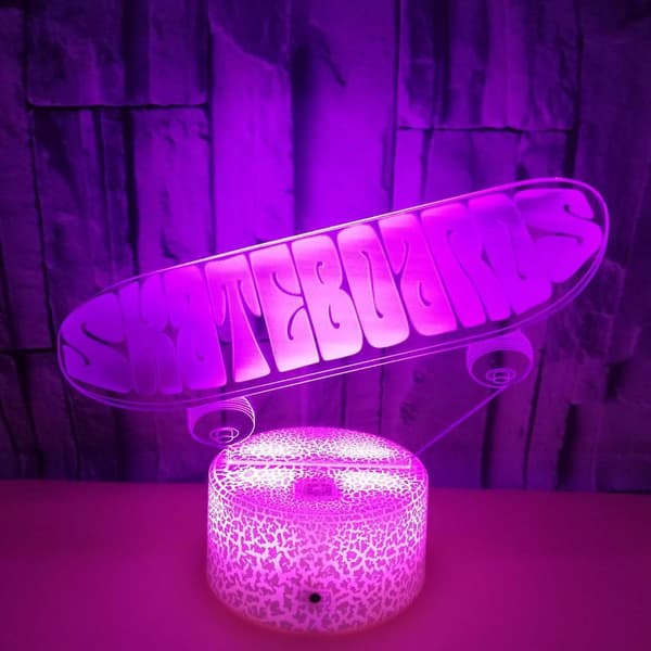 3D Optisk Illusion Skateboard Sensor Natlampe