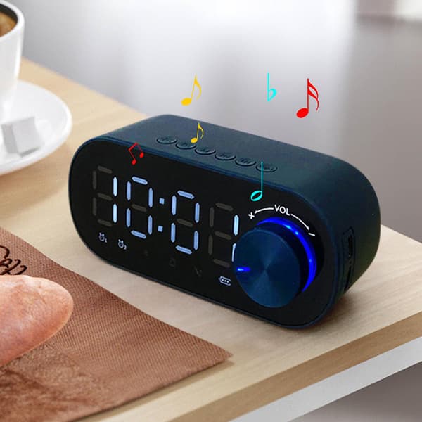 Väckarklocka, Bluetooth-högtalare, Bärbart rattkort, Nattlampa, Subwoofer, Datorljudsystem (Blå)