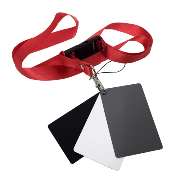 Vit och svart 18 % grå färgbalanskort digitalt grått kort med SLR-kamera med nackrem vitbalanskort fototillbehör