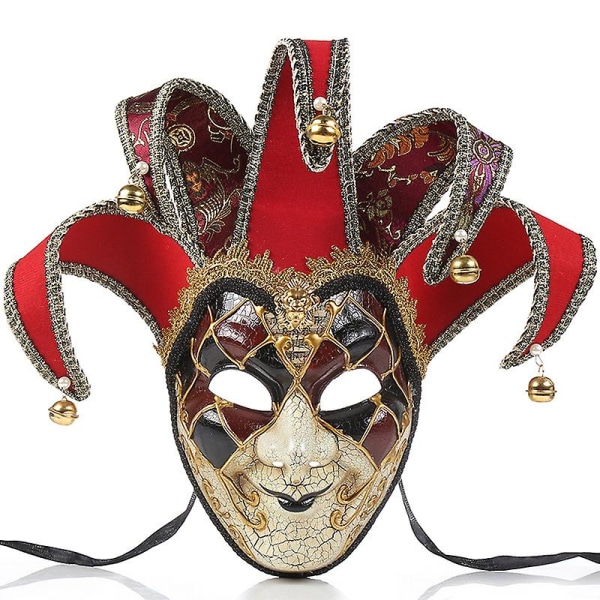 Halloween Party Carnival Mask, Italien Venedig Masquerade Jul Cosplay Mask Röd