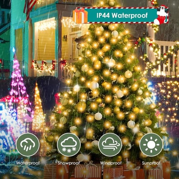 LED juletrelyslenke, 200 LED-er, 1,5 m, 10 tråder, 8 moduser med timer, dekorasjon til fester, bryllup (varmhvit) hvit XXS