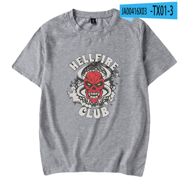 Stranger Things 4 Hellfire Club Fashion T-shirt stil 3 grå XXXXL